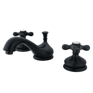 Heritage KS1160AX Two-Handle 3-Hole Deck Mount Widespread Bathroom Faucet with Brass Pop-Up, Matte Black