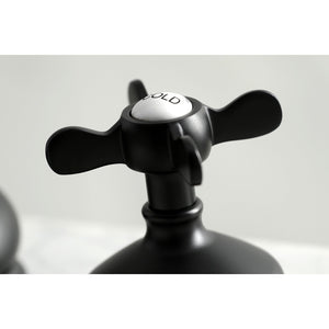 Essex KS1160BEX Two-Handle 3-Hole Deck Mount Widespread Bathroom Faucet with Brass Pop-Up, Matte Black