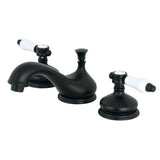 Bel-Air KS1160BPL Two-Handle 3-Hole Deck Mount Widespread Bathroom Faucet with Brass Pop-Up, Matte Black