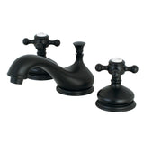 Vintage KS1160BX Two-Handle 3-Hole Deck Mount Widespread Bathroom Faucet with Brass Pop-Up, Matte Black