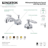 Georgian KS1160GL Two-Handle 3-Hole Deck Mount Widespread Bathroom Faucet with Brass Pop-Up, Matte Black