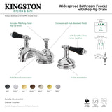 Duchess KS1160PKL Two-Handle 3-Hole Deck Mount Widespread Bathroom Faucet with Brass Pop-Up, Matte Black