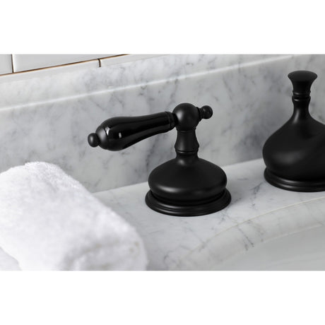 Duchess KS1160PKL Two-Handle 3-Hole Deck Mount Widespread Bathroom Faucet with Brass Pop-Up, Matte Black