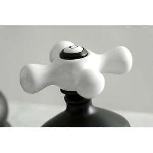 Heritage KS1160PX Two-Handle 3-Hole Deck Mount Widespread Bathroom Faucet with Brass Pop-Up, Matte Black