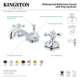 Heritage KS1161AX Two-Handle 3-Hole Deck Mount Widespread Bathroom Faucet with Brass Pop-Up, Polished Chrome