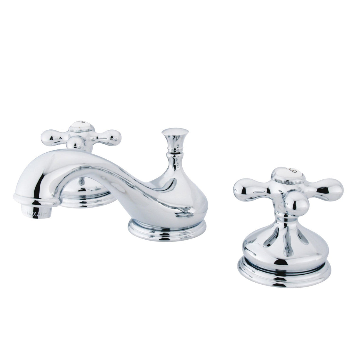 Heritage KS1161AX Two-Handle 3-Hole Deck Mount Widespread Bathroom Faucet with Brass Pop-Up, Polished Chrome