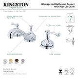 Vintage KS1161BL Two-Handle 3-Hole Deck Mount Widespread Bathroom Faucet with Brass Pop-Up, Polished Chrome