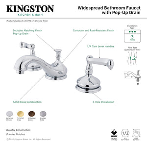 KS1161FL Two-Handle 3-Hole Deck Mount Widespread Bathroom Faucet with Brass Pop-Up, Polished Chrome