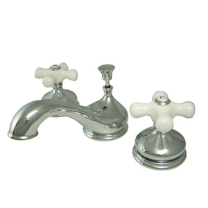 Heritage KS1161PX Two-Handle 3-Hole Deck Mount Widespread Bathroom Faucet with Brass Pop-Up, Polished Chrome