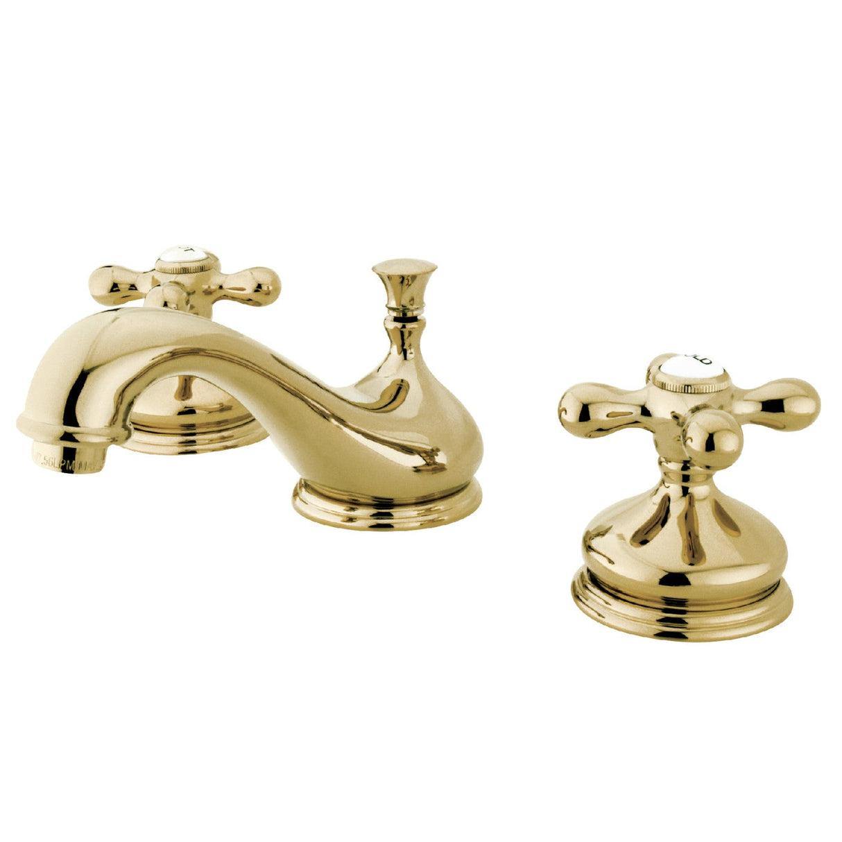 Heritage KS1162AX Two-Handle 3-Hole Deck Mount Widespread Bathroom Faucet with Brass Pop-Up, Polished Brass