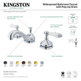 Heritage KS1162PL Two-Handle 3-Hole Deck Mount Widespread Bathroom Faucet with Brass Pop-Up, Polished Brass