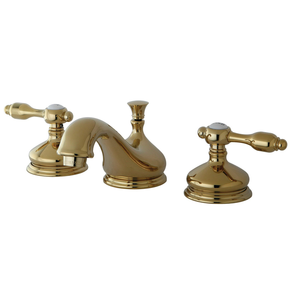 Tudor KS1162TAL Two-Handle 3-Hole Deck Mount Widespread Bathroom Faucet with Brass Pop-Up, Polished Brass