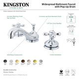Heritage KS1166AX Two-Handle 3-Hole Deck Mount Widespread Bathroom Faucet with Brass Pop-Up, Polished Nickel