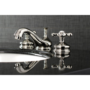 Heritage KS1166AX Two-Handle 3-Hole Deck Mount Widespread Bathroom Faucet with Brass Pop-Up, Polished Nickel