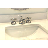 Heritage KS1166AX Two-Handle 3-Hole Deck Mount Widespread Bathroom Faucet with Brass Pop-Up, Polished Nickel