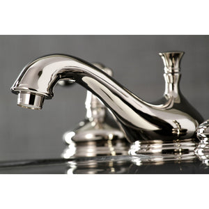 Heritage KS1166NL Two-Handle 3-Hole Deck Mount Widespread Bathroom Faucet with Brass Pop-Up, Polished Nickel