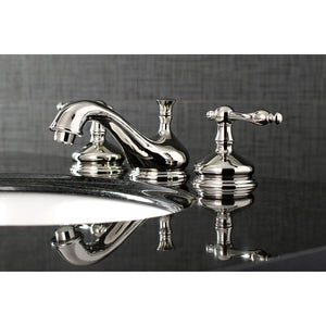 Heritage KS1166NL Two-Handle 3-Hole Deck Mount Widespread Bathroom Faucet with Brass Pop-Up, Polished Nickel
