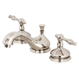 Heritage KS1166NL Two-Handle 3-Hole Deck Mount Widespread Bathroom Faucet with Brass Pop-Up, Polished Nickel