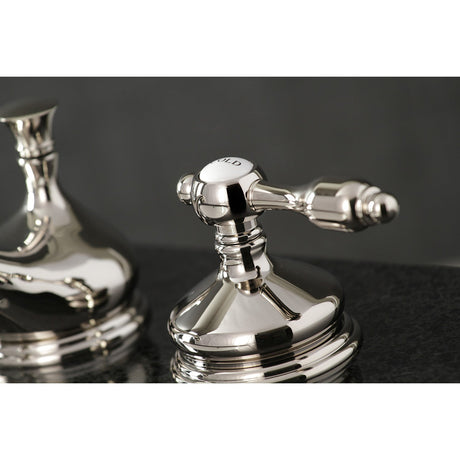Tudor KS1166TAL Two-Handle 3-Hole Deck Mount Widespread Bathroom Faucet with Brass Pop-Up, Polished Nickel