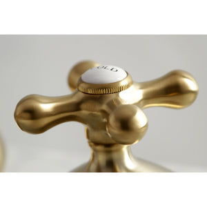 Kingston KS1167AX Two-Handle 3-Hole Deck Mount Widespread Bathroom Faucet with Brass Pop-Up, Brushed Brass