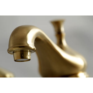 Kingston KS1167AX Two-Handle 3-Hole Deck Mount Widespread Bathroom Faucet with Brass Pop-Up, Brushed Brass