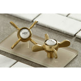 Essex KS1167BEX Two-Handle 3-Hole Deck Mount Widespread Bathroom Faucet with Brass Pop-Up, Brushed Brass