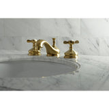 Essex KS1167BEX Two-Handle 3-Hole Deck Mount Widespread Bathroom Faucet with Brass Pop-Up, Brushed Brass