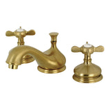 Essex KS1167BEX Two-Handle 3-Hole Deck Mount Widespread Bathroom Faucet with Brass Pop-Up, Brushed Brass