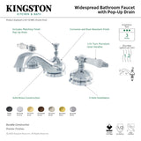 Bel-Air KS1167BPL Two-Handle 3-Hole Deck Mount Widespread Bathroom Faucet with Brass Pop-Up, Brushed Brass