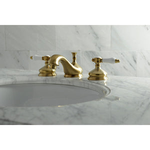 Bel-Air KS1167BPL Two-Handle 3-Hole Deck Mount Widespread Bathroom Faucet with Brass Pop-Up, Brushed Brass