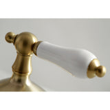 Heritage KS1167PL Two-Handle 3-Hole Deck Mount Widespread Bathroom Faucet with Brass Pop-Up, Brushed Brass