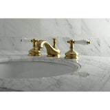 Heritage KS1167PL Two-Handle 3-Hole Deck Mount Widespread Bathroom Faucet with Brass Pop-Up, Brushed Brass