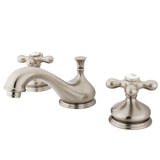 Heritage KS1168AX Two-Handle 3-Hole Deck Mount Widespread Bathroom Faucet with Brass Pop-Up, Brushed Nickel