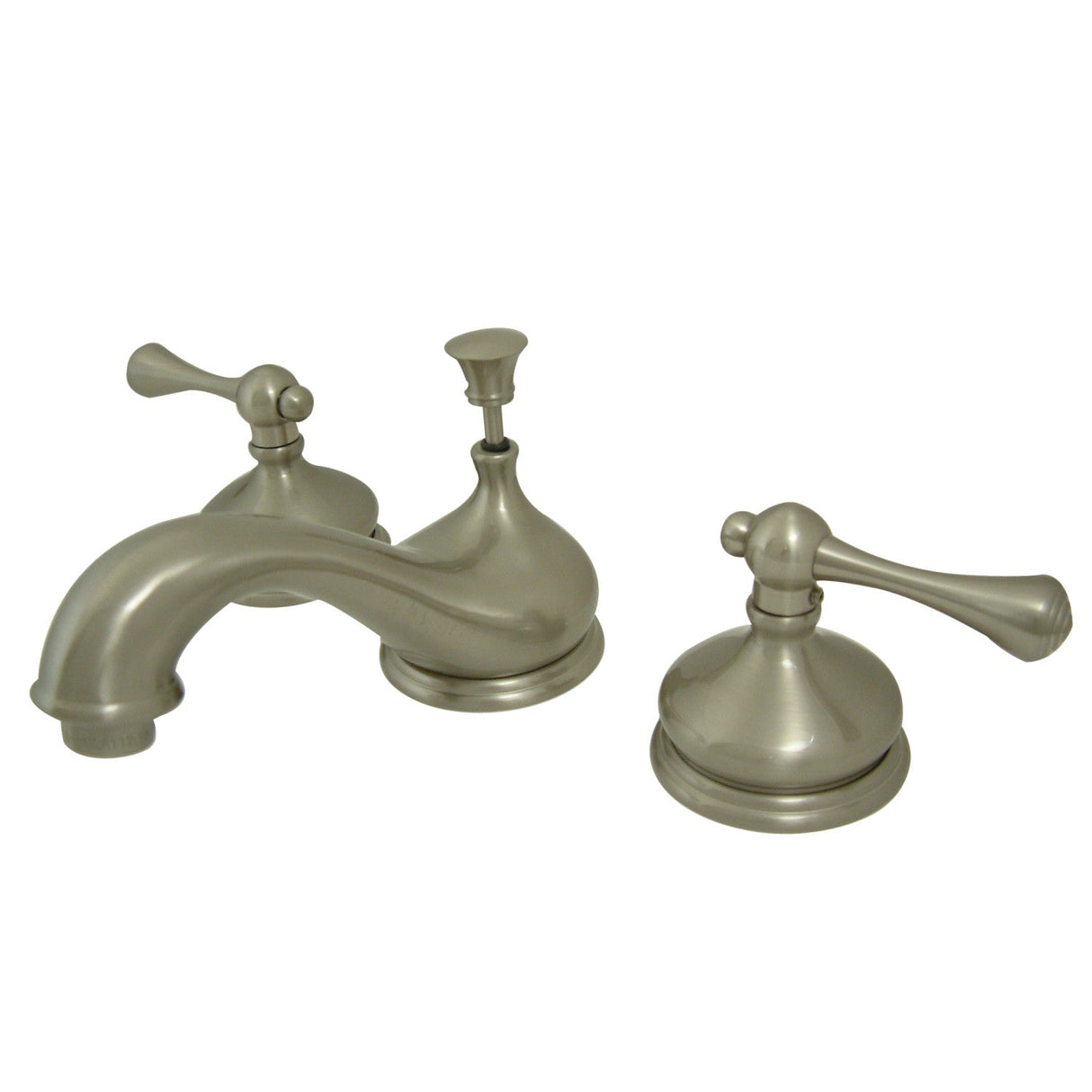 Vintage KS1168BL Two-Handle 3-Hole Deck Mount Widespread Bathroom Faucet with Brass Pop-Up, Brushed Nickel