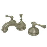 Vintage KS1168BL Two-Handle 3-Hole Deck Mount Widespread Bathroom Faucet with Brass Pop-Up, Brushed Nickel