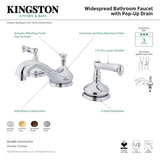 KS1168FL Two-Handle 3-Hole Deck Mount Widespread Bathroom Faucet with Brass Pop-Up, Brushed Nickel