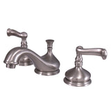 KS1168FL Two-Handle 3-Hole Deck Mount Widespread Bathroom Faucet with Brass Pop-Up, Brushed Nickel