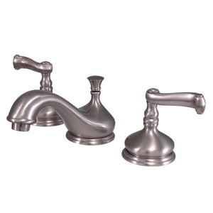KS1168FL Two-Handle 3-Hole Deck Mount Widespread Bathroom Faucet with Brass Pop-Up, Brushed Nickel