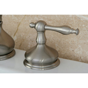 Heritage KS1168NL Two-Handle 3-Hole Deck Mount Widespread Bathroom Faucet with Brass Pop-Up, Brushed Nickel