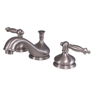 Heritage KS1168TL Two-Handle 3-Hole Deck Mount Widespread Bathroom Faucet with Brass Pop-Up, Brushed Nickel