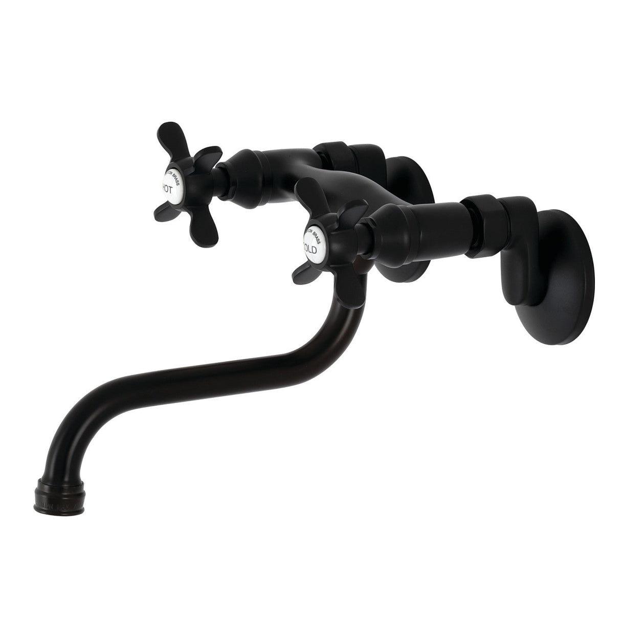 Essex KS116MB Two-Handle 2-Hole Wall Mount Bathroom Faucet, Matte Black