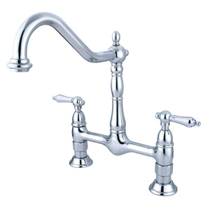 Heritage KS1171AL Two-Handle 2-Hole Deck Mount Bridge Kitchen Faucet, Polished Chrome