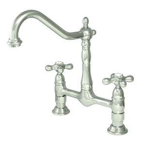 Heritage KS1171AX Two-Handle 2-Hole Deck Mount Bridge Kitchen Faucet, Polished Chrome