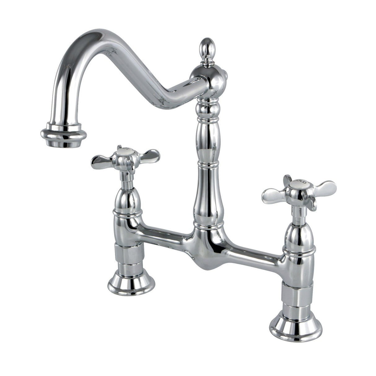 Essex KS1171BEX Two-Handle 2-Hole Deck Mount Bridge Kitchen Faucet, Polished Chrome