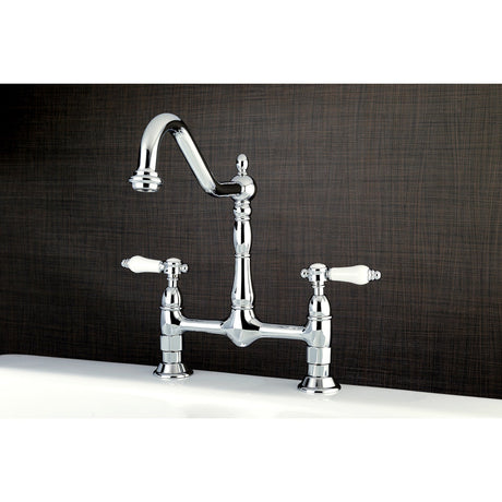 Bel-Air KS1171BPL Two-Handle 2-Hole Deck Mount Bridge Kitchen Faucet, Polished Chrome