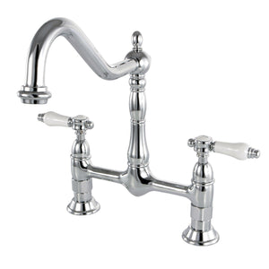 Bel-Air KS1171BPL Two-Handle 2-Hole Deck Mount Bridge Kitchen Faucet, Polished Chrome