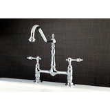 Tudor KS1171TAL Two-Handle 2-Hole Deck Mount Bridge Kitchen Faucet, Polished Chrome