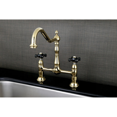 Duchess KS1172PKX Two-Handle 2-Hole Deck Mount Bridge Kitchen Faucet, Polished Brass