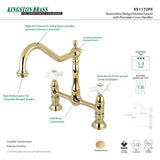 Heritage KS1172PX Two-Handle 2-Hole Deck Mount Bridge Kitchen Faucet, Polished Brass