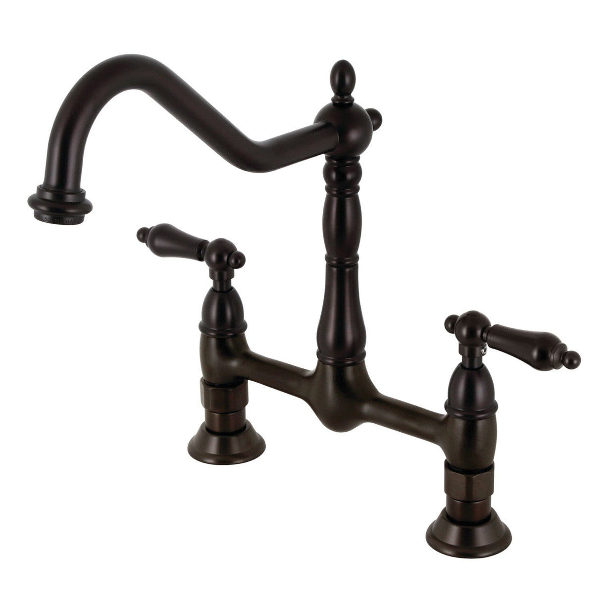 Heritage KS1175AL Two-Handle 2-Hole Deck Mount Bridge Kitchen Faucet, Oil Rubbed Bronze